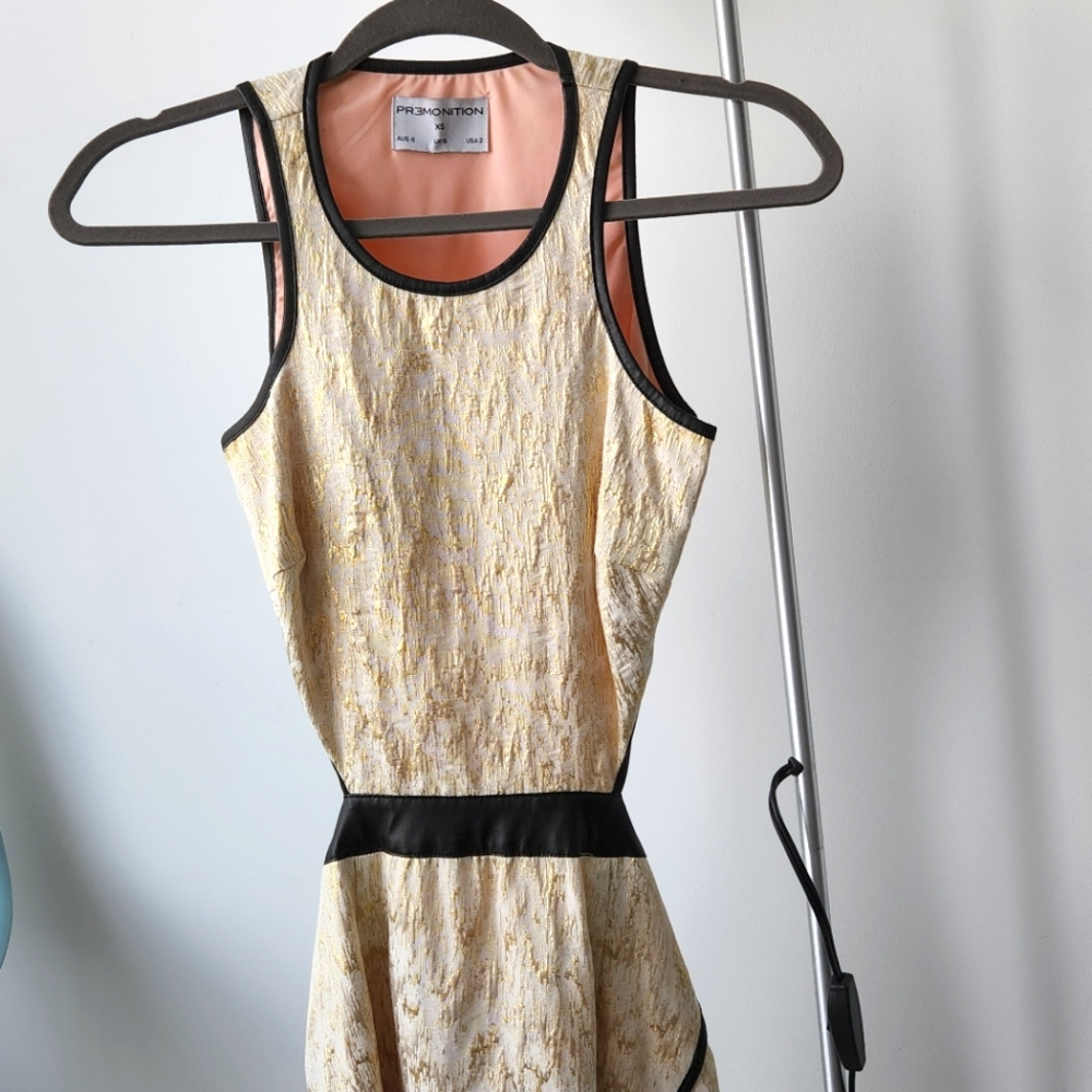 New Years Eve Shiny Cream and Gold Cut-Out sides Dress